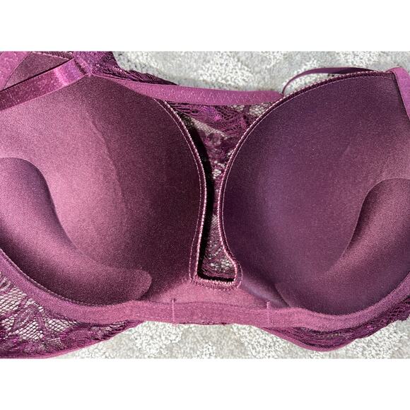 34C Marilyn Monroe Intimates Bralette Push Up Padded Bra Longline Purple Top - Picture 3 of 6